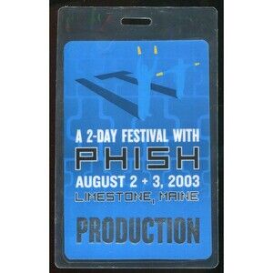 Vintage 2003 Phish Concert Laminate Backstage Pass Production Limestone ME
